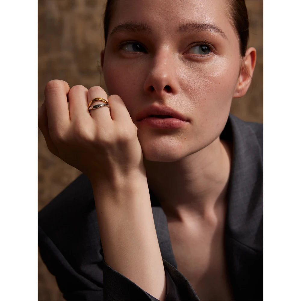 Anel Petra Banhado em Ouro 18K