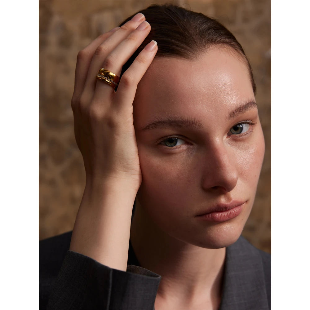 Anel Gleam Banhado em Ouro 18K